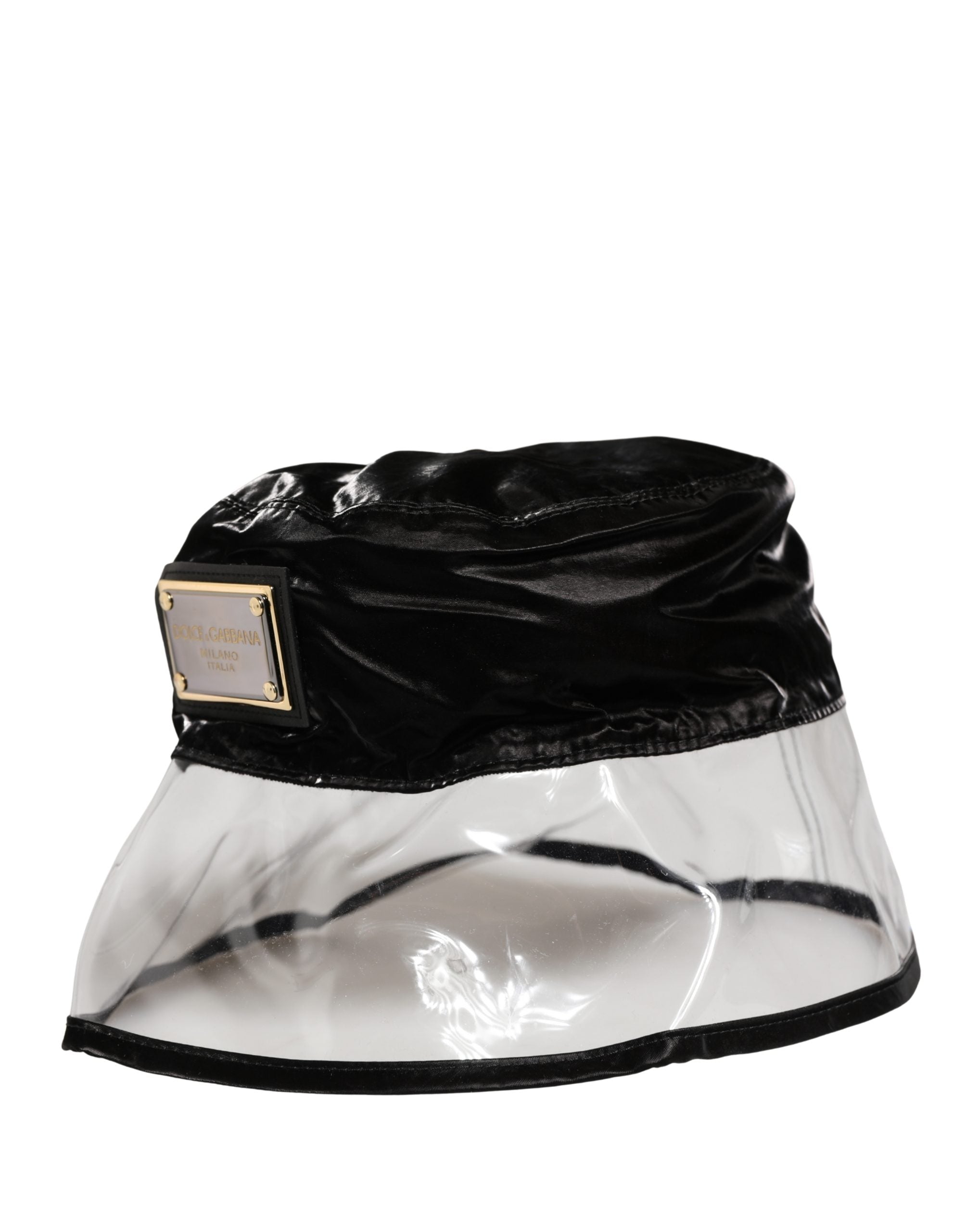 Dolce & Gabbana Casquette Chapeau Pêcheur en Nylon Noir Plastifié