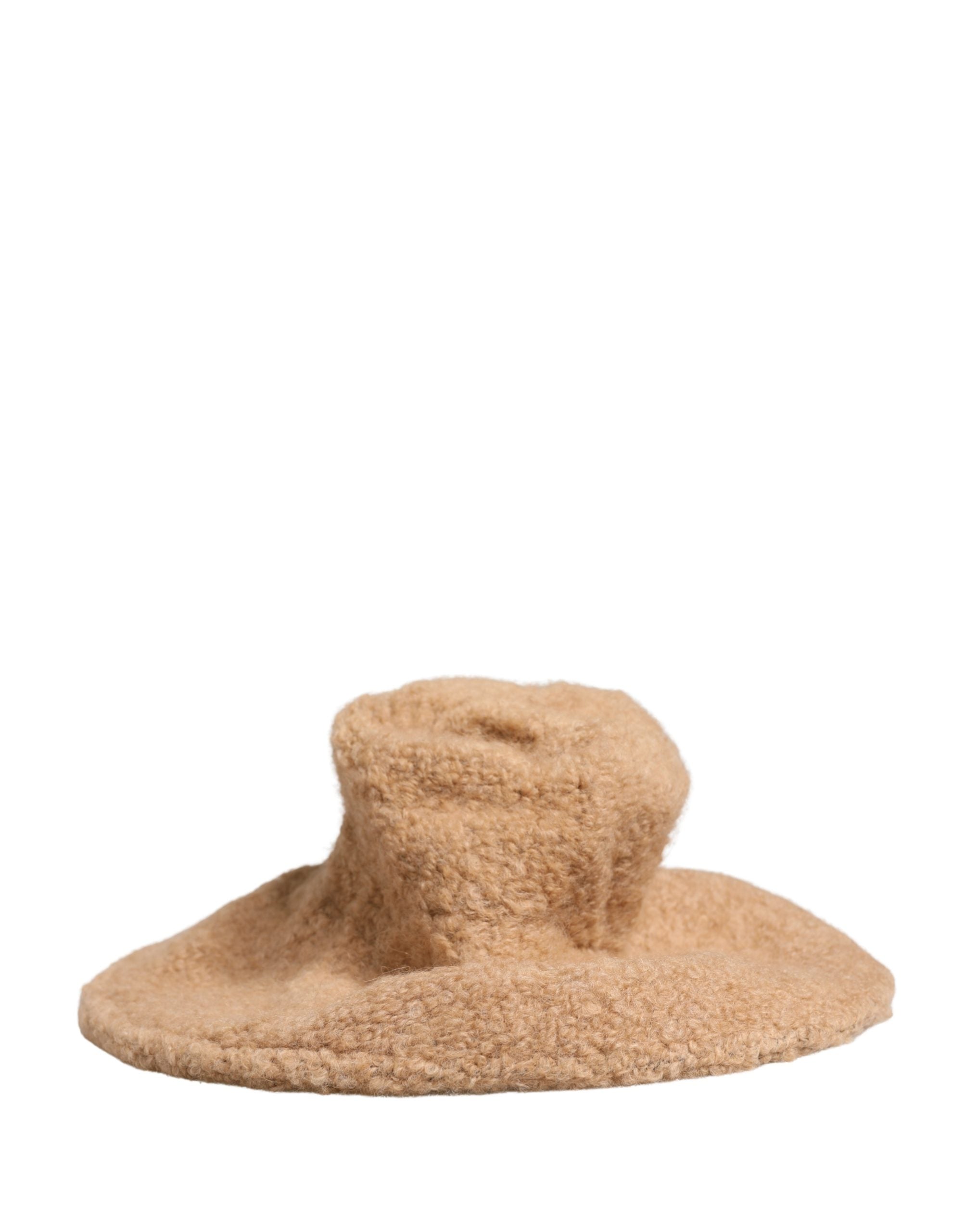 Dolce & Gabbana Béton Chapeau Tricoté Femme en Laine Vierge et Fourrure