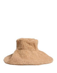 Dolce & Gabbana Béton Chapeau Tricoté Femme en Laine Vierge et Fourrure