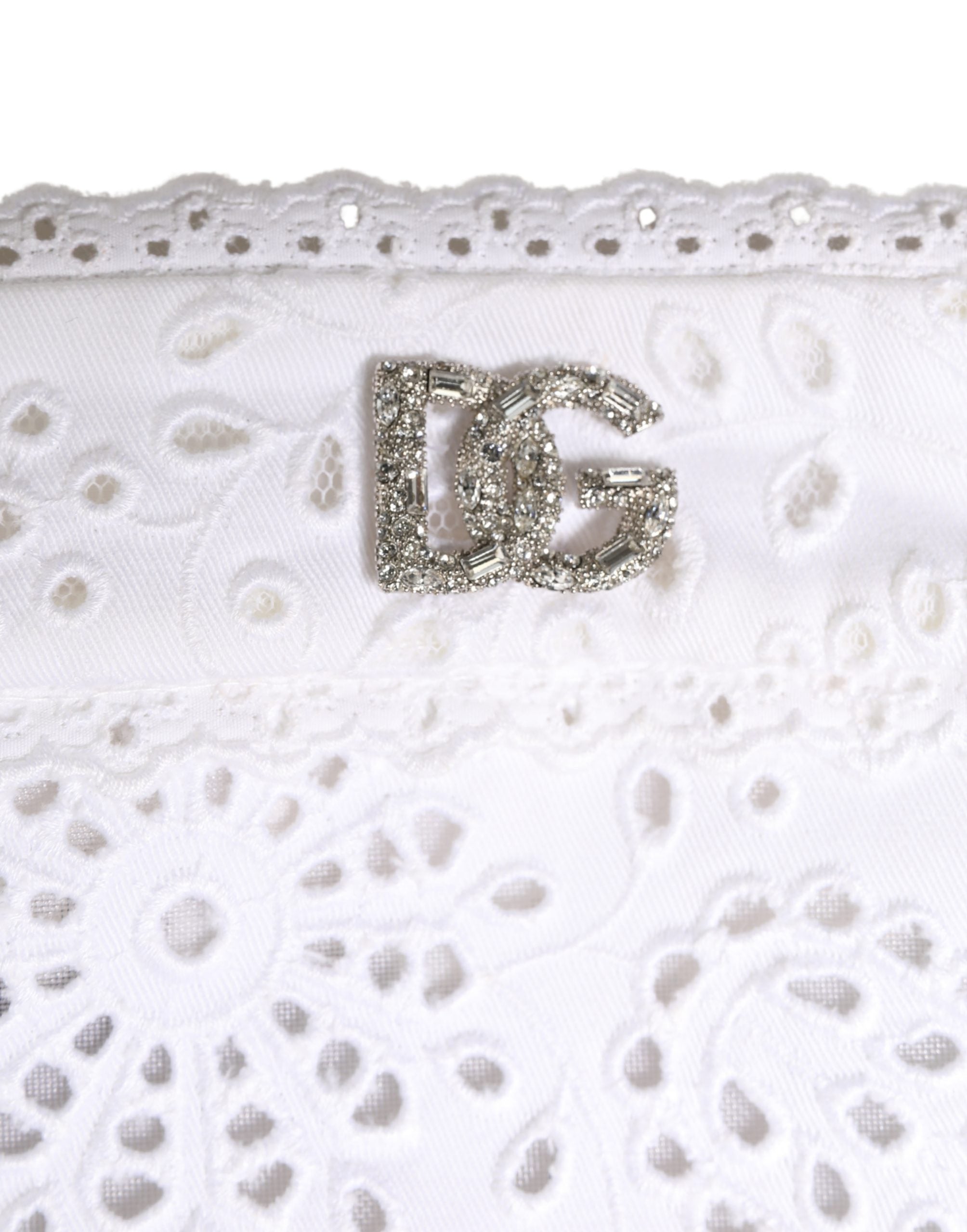 Dolce & Gabbana Casquette Blanche en Coton Brodé Logo DG Cristaux