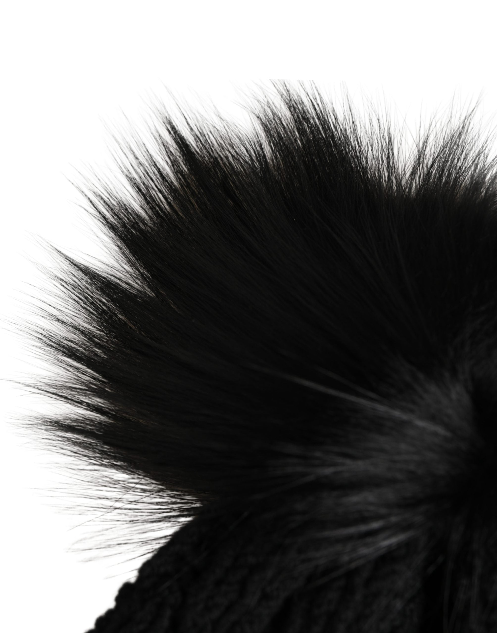 Dolce & Gabbana Bonnet en Tricot Acrylique Noir à Fourrure Hivernal