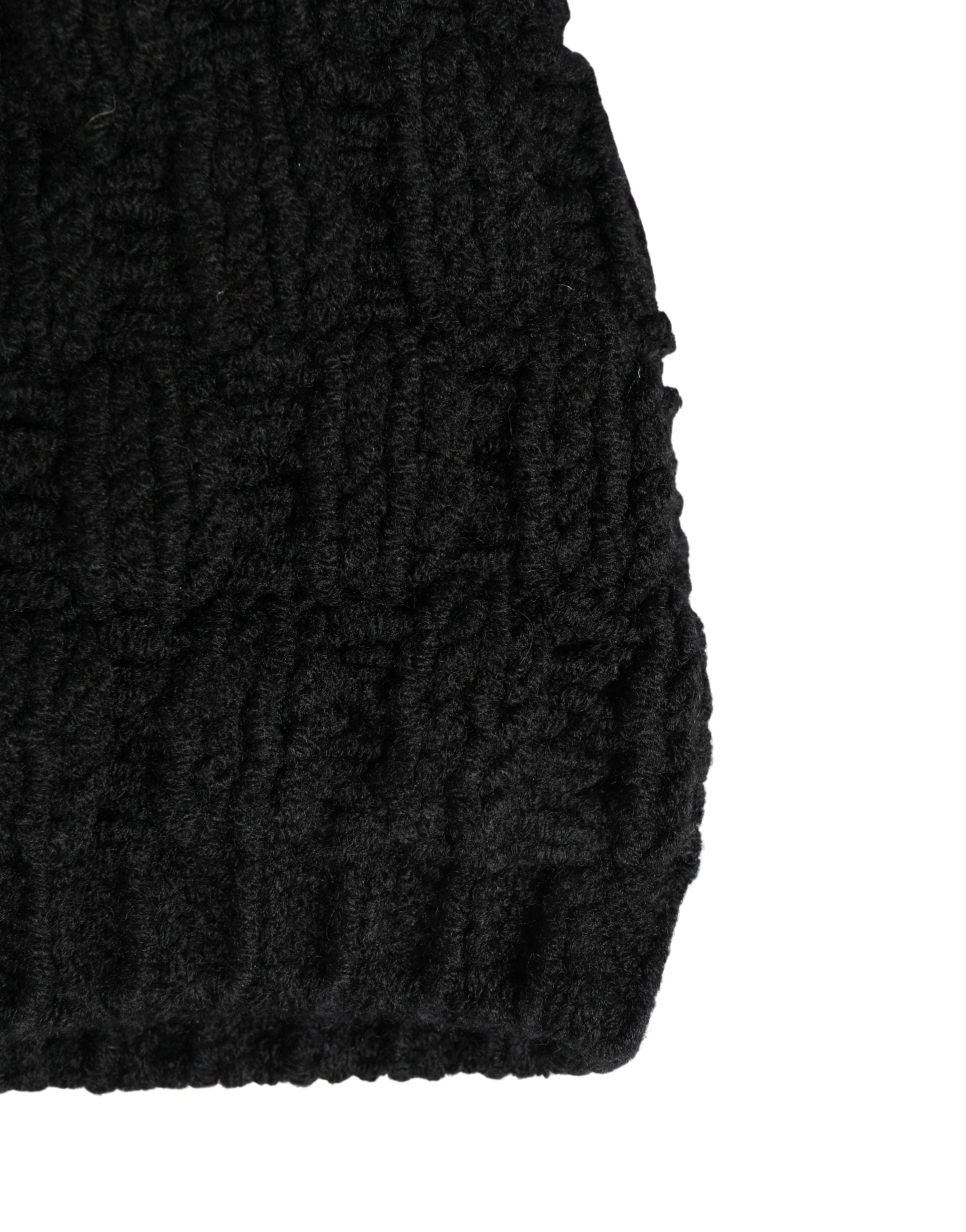 Dolce & Gabbana Bonnet en Tricot Acrylique Noir à Fourrure Hivernal
