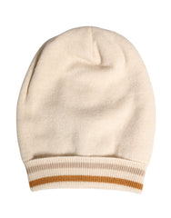 Dolce & Gabbana Bonnet en Cachemire Beige Tricoté Femme Hiver