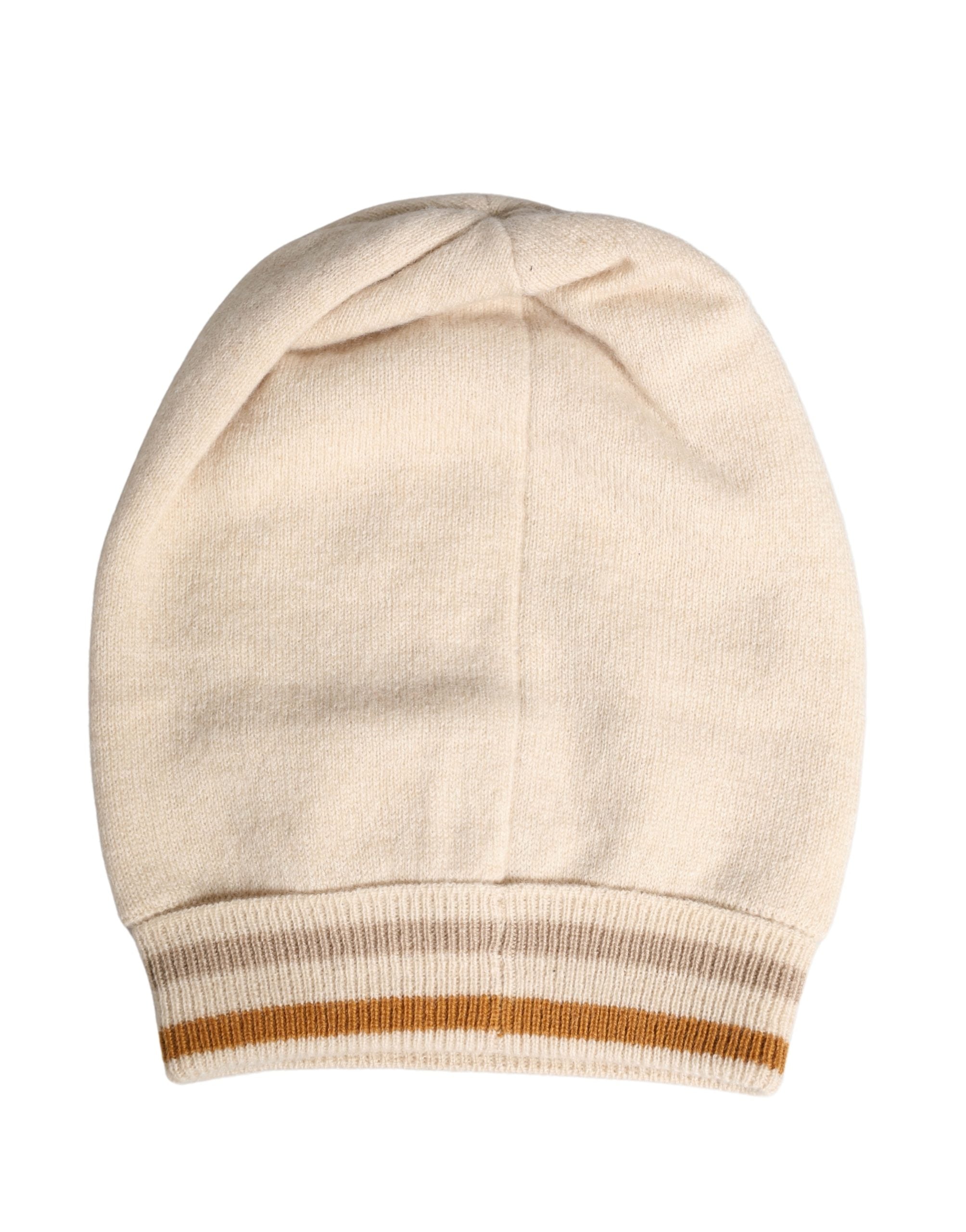 Dolce & Gabbana Bonnet en Cachemire Beige Tricoté Femme Hiver