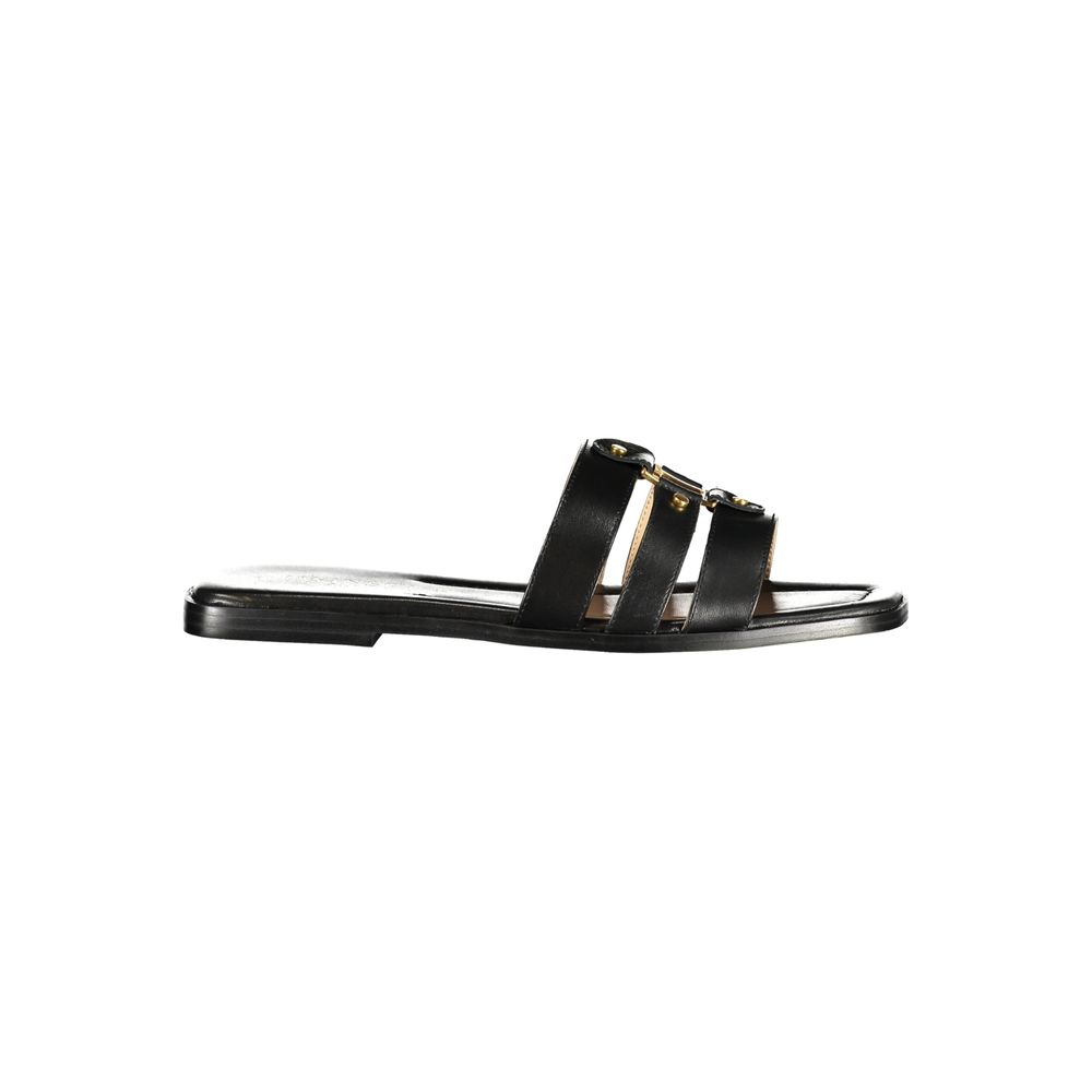 Twinset Black Leather Women Sandal