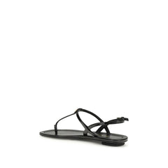 Prada Black Calf Leather Bos Taurus Flip-Flop Sandals