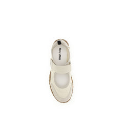 Miu Miu Beige Recycled Polyamide Ballet Flats
