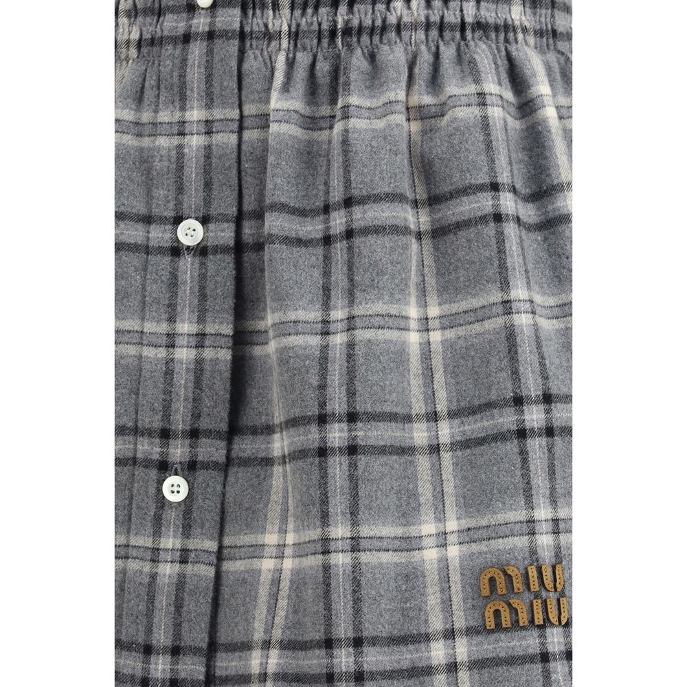 Miu Miu Gray Cotton Mini Skirt