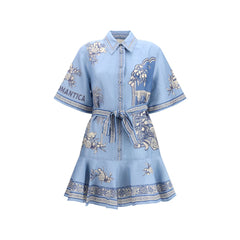 Robe décontractée en lin bleu Alemais