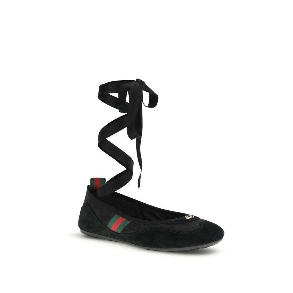 Gucci Svarte Ballerinaflats i Stoff