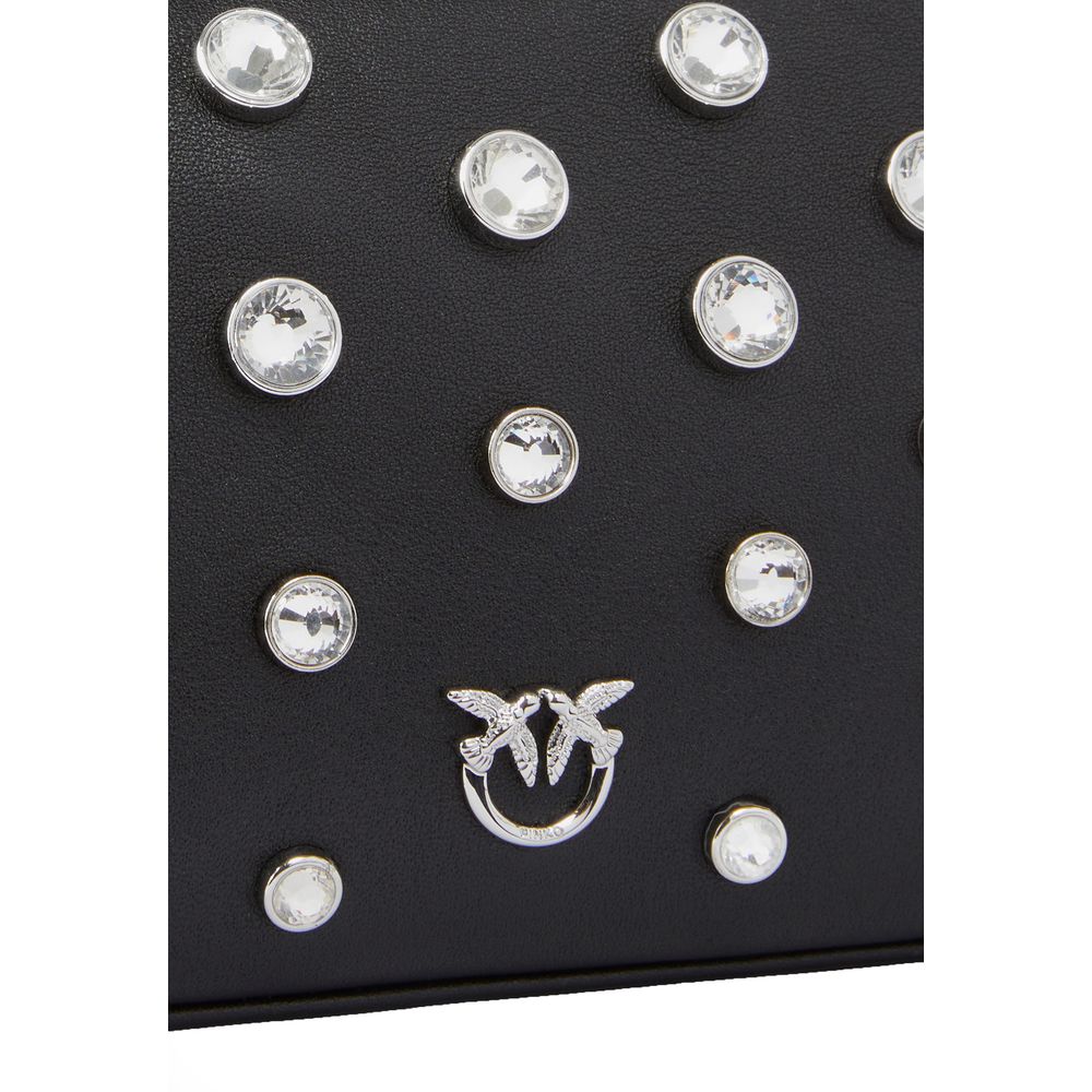 PINKO Črna Usnjena Ročajna Torba