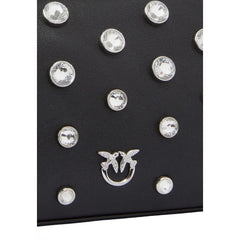 PINKO Črna Usnjena Ročajna Torba