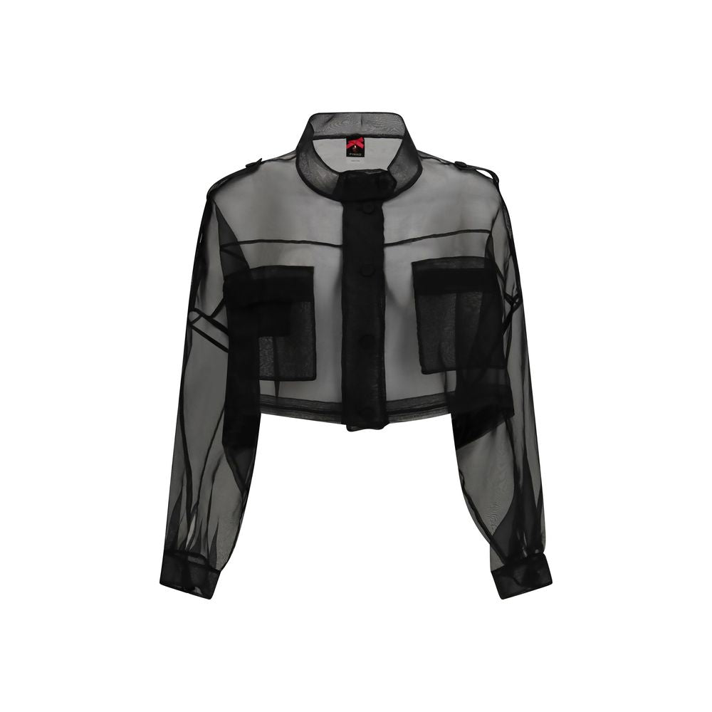 PINKO Černý hedvábný kabát