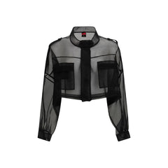 PINKO Černý hedvábný kabát