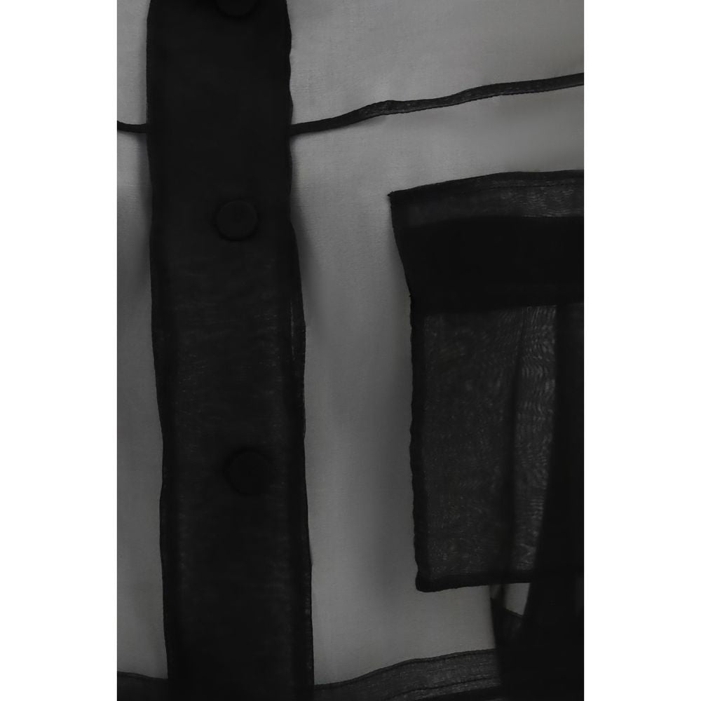 PINKO Černý hedvábný kabát