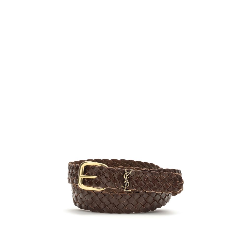 Ceinture marron en cuir de veau Saint Laurent Bos Taurus classique