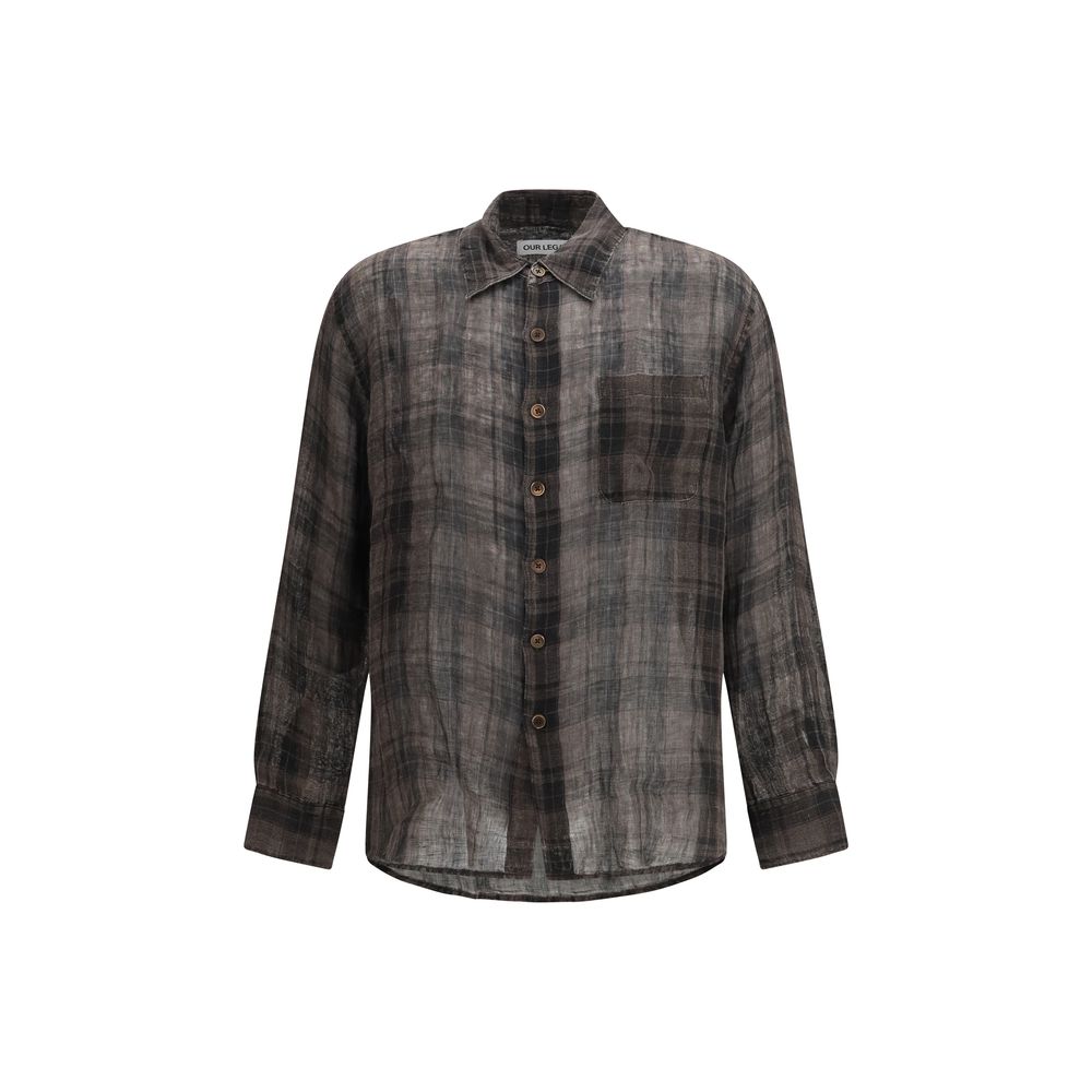 Our Legacy Brown Linen Pattern Shirt