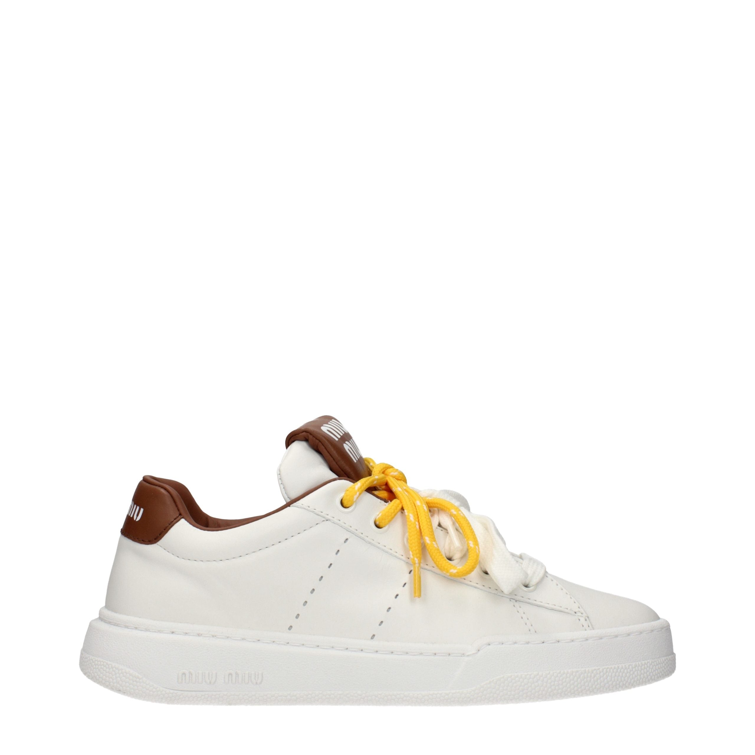 Miu Miu White Leather Low Top Sneakers