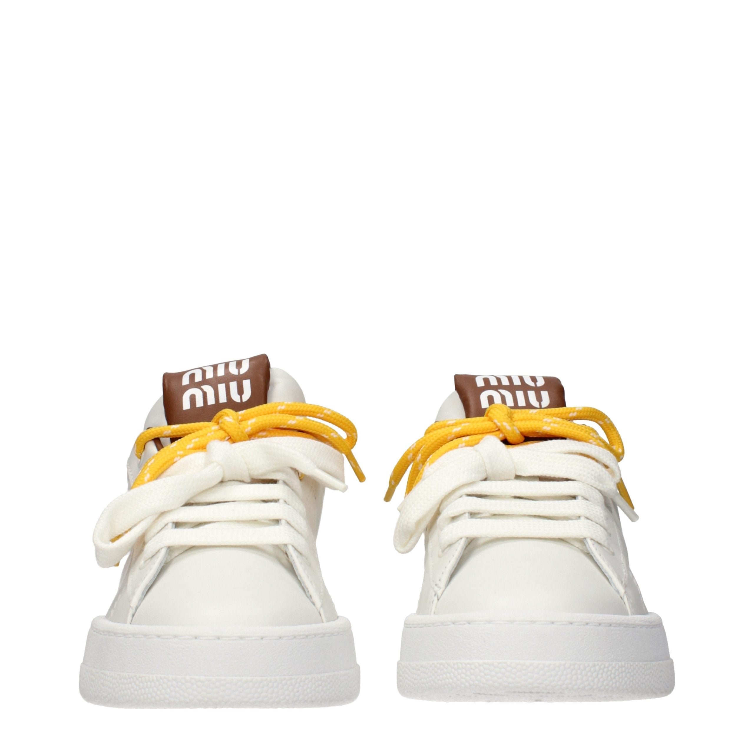 Miu Miu White Leather Low Top Sneakers