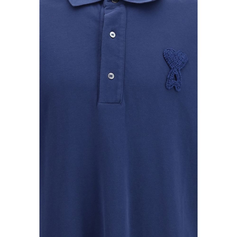 Ami Paris Blue Cotton Polo Shirt