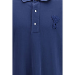 Ami Paris Blue Cotton Polo Shirt
