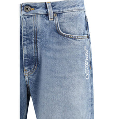 Off-White Blue Cotton Relaxed Fit Jeans