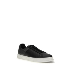 Ferragamo Black Calf Leather Bos Taurus Low Top Sneakers