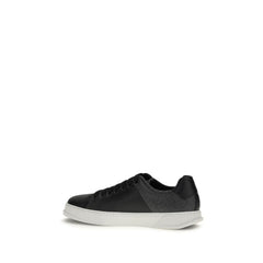 Ferragamo Black Calf Leather Bos Taurus Low Top Sneakers