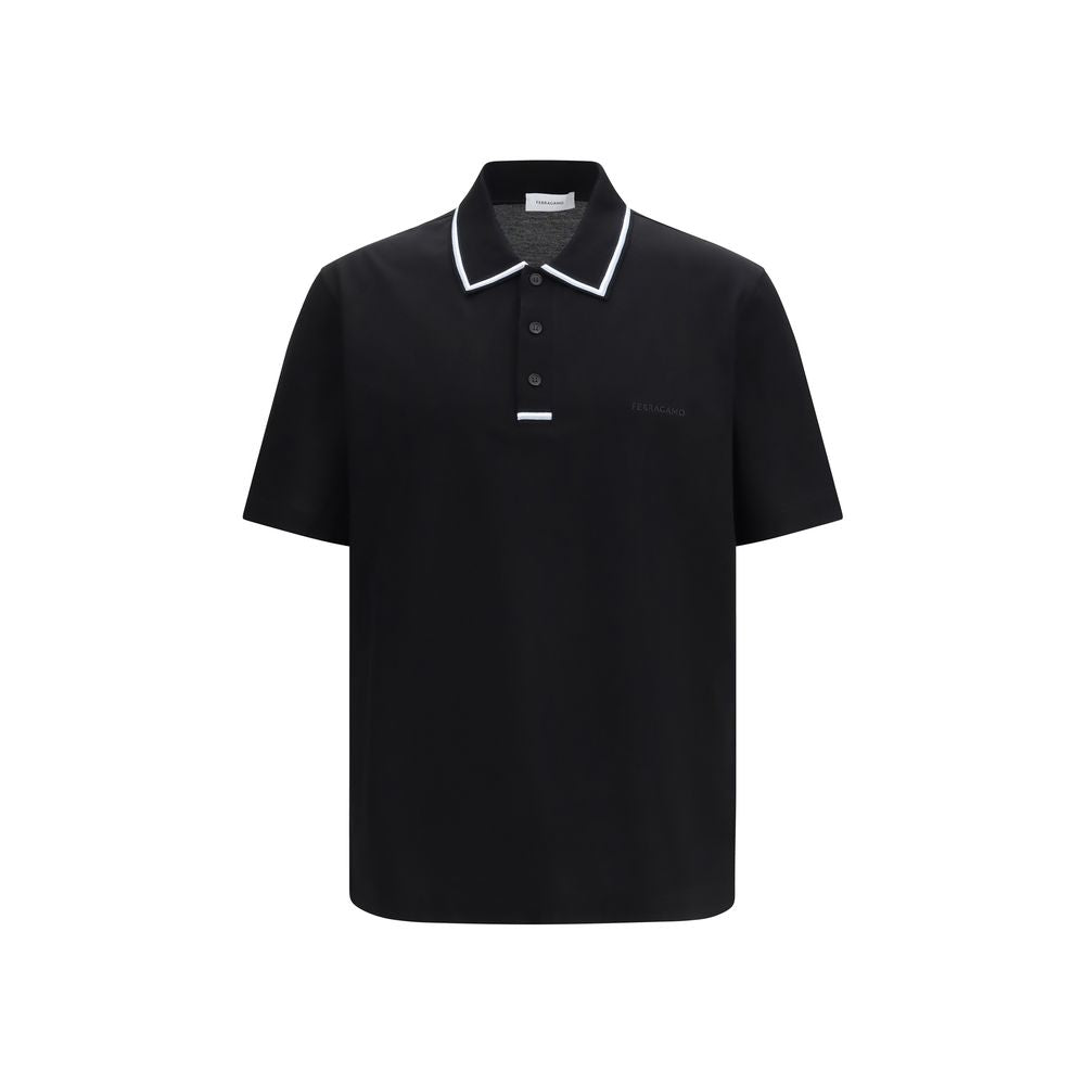 Ferragamo Black Cotton Polo Shirt
