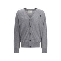 Ami Paris Gray Merino Wool Cardigan