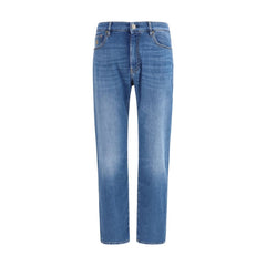 MooRER Blue Cotton Straight-Leg Jeans