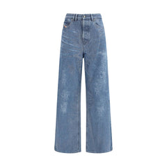 Diesel Blue Cotton Relaxed Fit Jeans