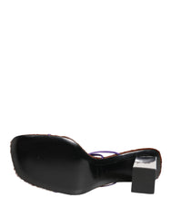 Dolce & Gabbana Silver Block Heels Slip On Sandals Shoes