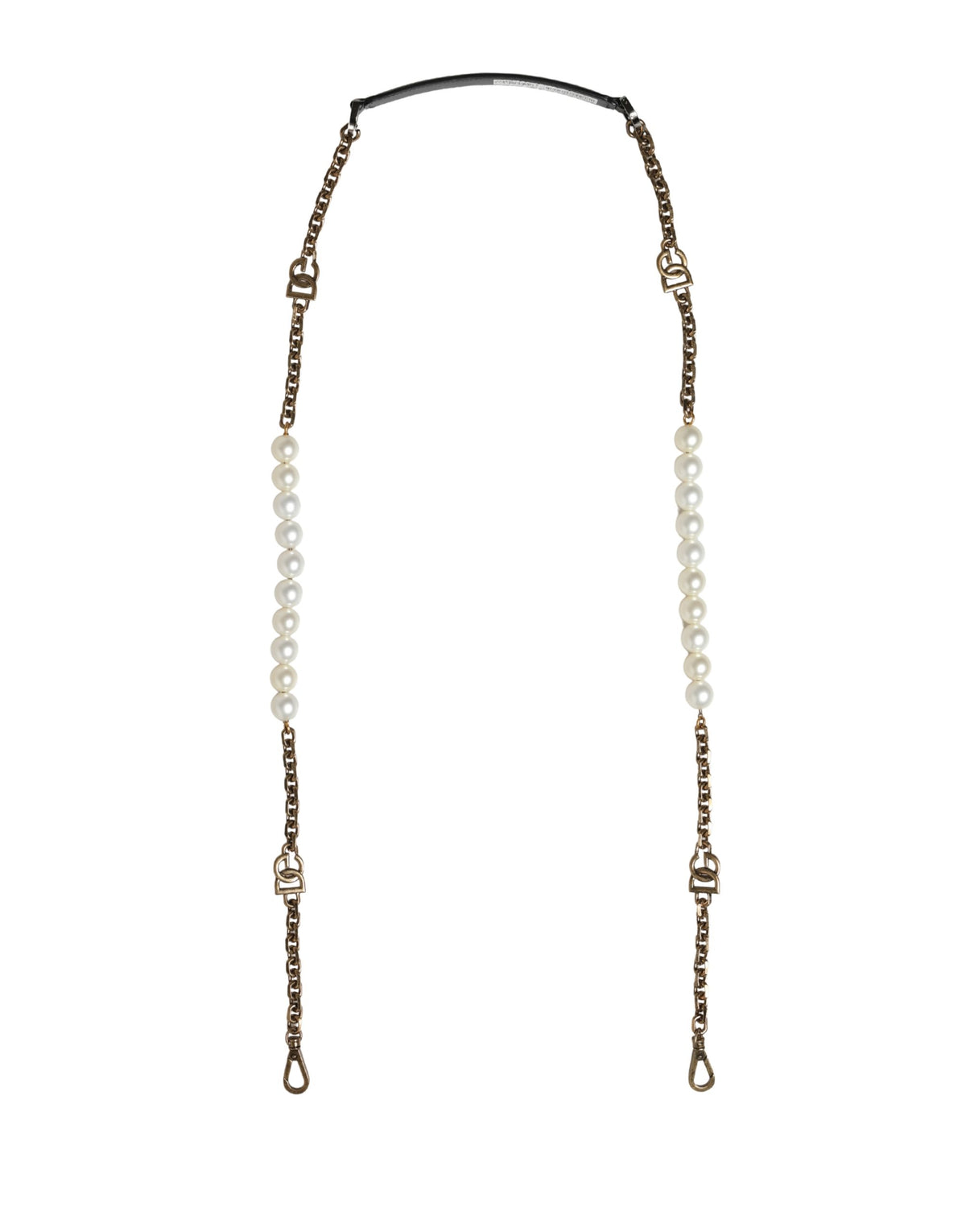 Dolce & Gabbana Black Leather Gold Chain Bag Accessory Shoulder Strap