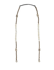 Dolce & Gabbana Black Leather Gold Chain Bag Accessory Shoulder Strap