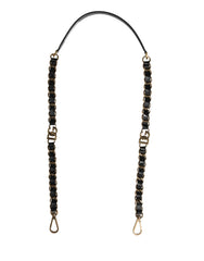 Dolce & Gabbana Black Leather Gold Chain Bag Accessory Shoulder Strap