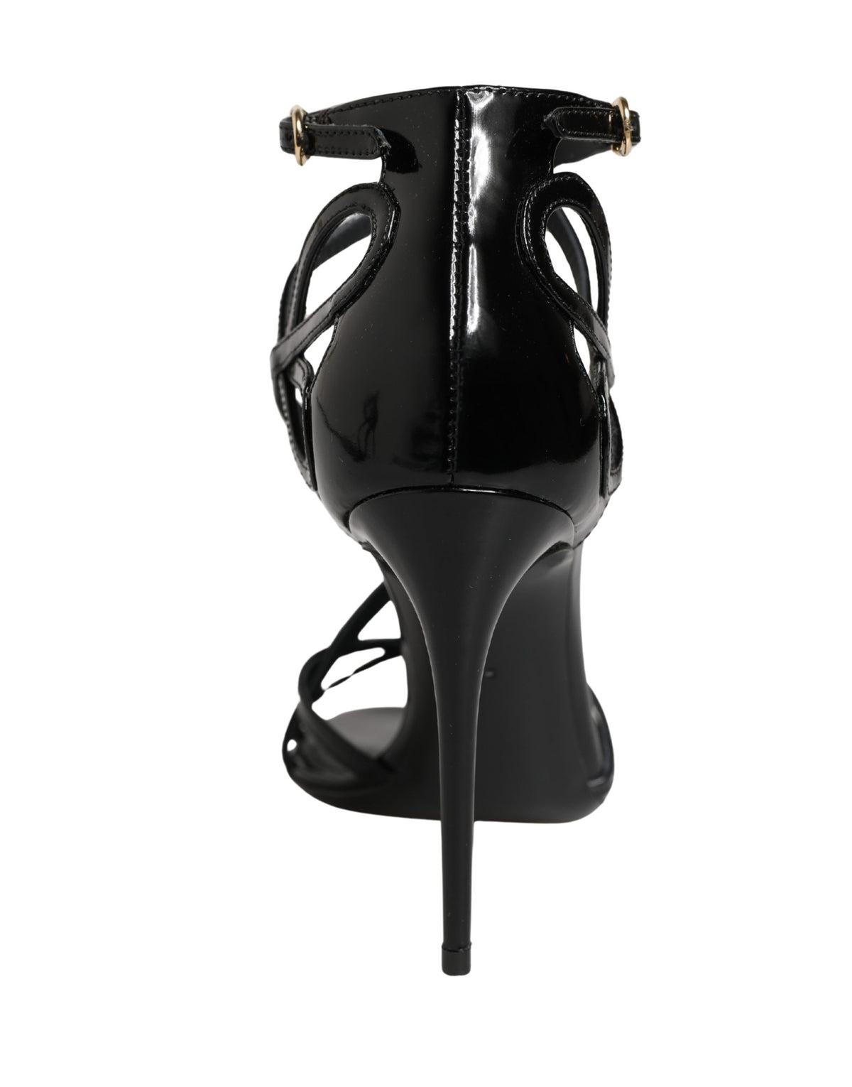 Dolce & Gabbana Black Leather Stiletto Heel Sandals Shoes