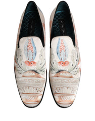 Dolce & Gabbana White Floral Vase Slip On Dress Loafers Shoes