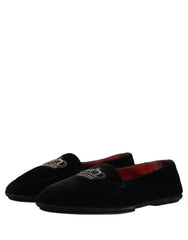 Dolce & Gabbana Black Crown Embellished Dress Loafers Shoes