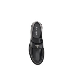 Prada Black Calf Leather Bos Taurus Platform Loafers