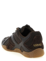 Versace Brown Calfskin Athletic Sneakers