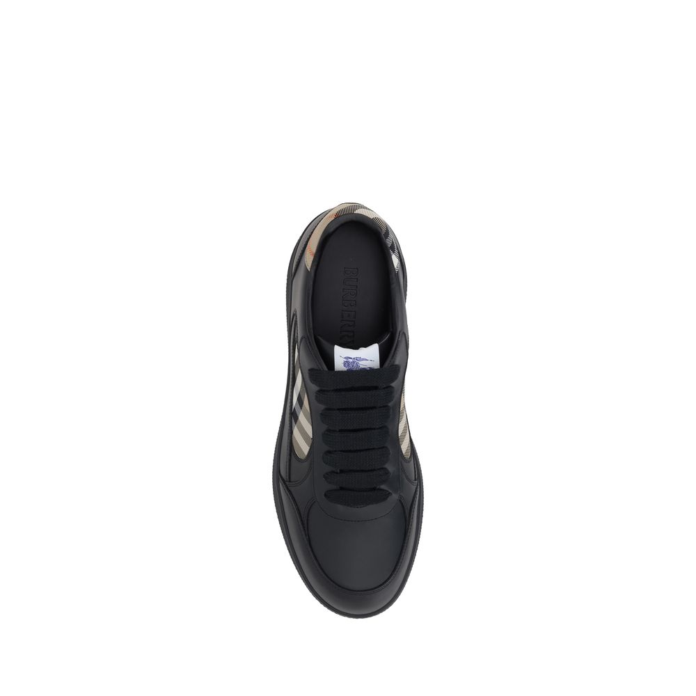 Burberry Black Calf Leather Bos Taurus Low Top Sneakers