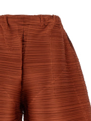 PLEATS PLEASE ISSEY MIYAKE Brown Polyester Casual Pants