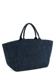 Ganni Blue Organic Cotton Tote Bag