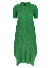 PLEATS PLEASE ISSEY MIYAKE Bicolor Polyester Midi Dress