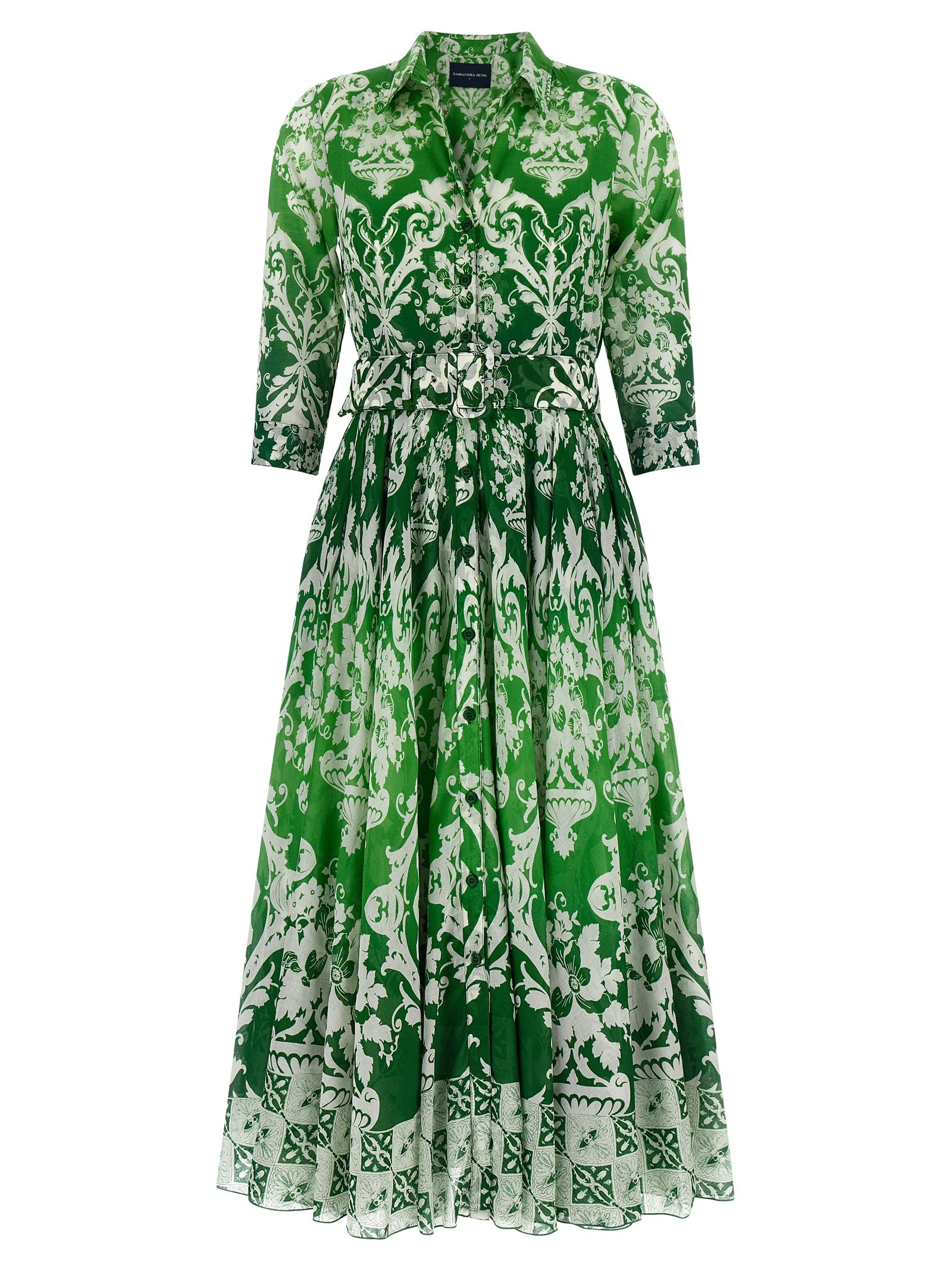 SAMANTHA SUNG Bicolor Cotton Midi Dress