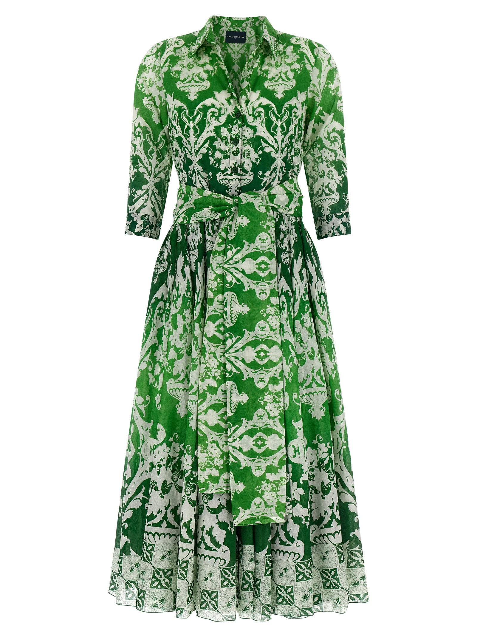 SAMANTHA SUNG Bicolor Cotton Midi Dress