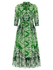 SAMANTHA SUNG Bicolor Cotton Midi Dress