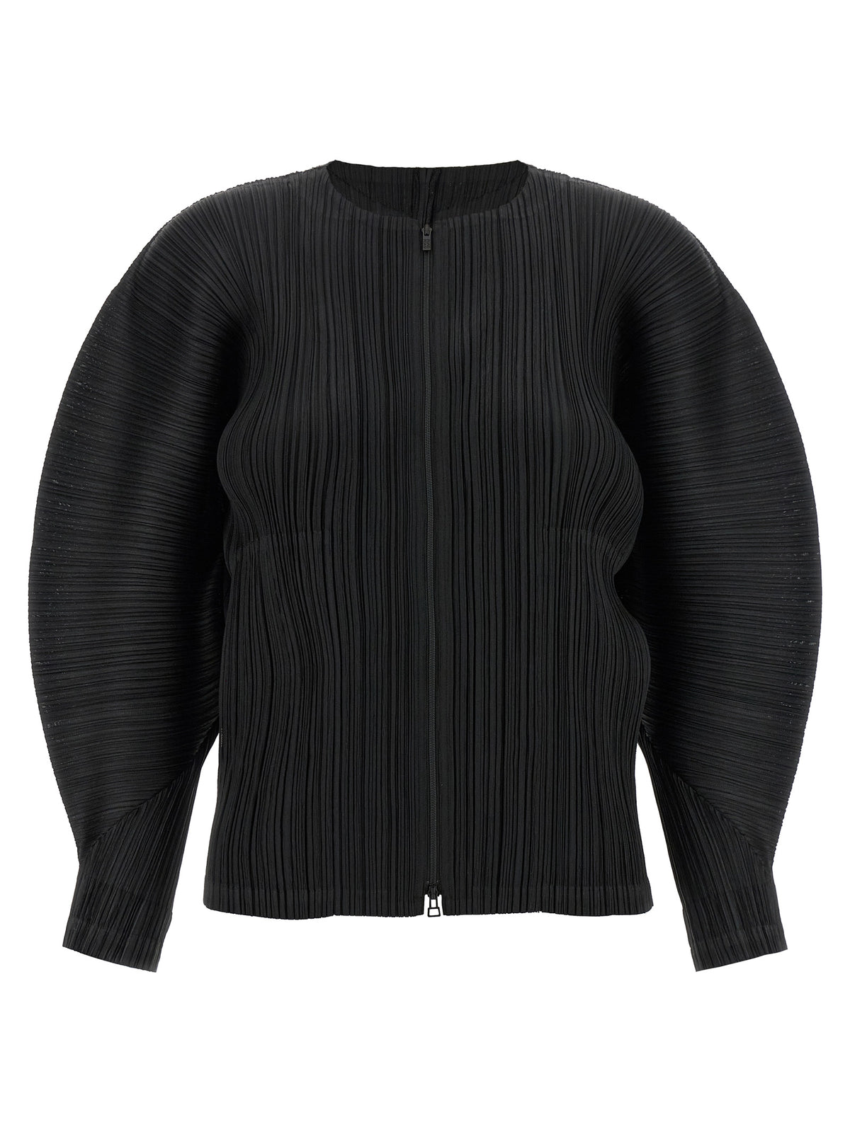 PLEATS PLEASE ISSEY MIYAKE Black Polyester Full-Length Jacket