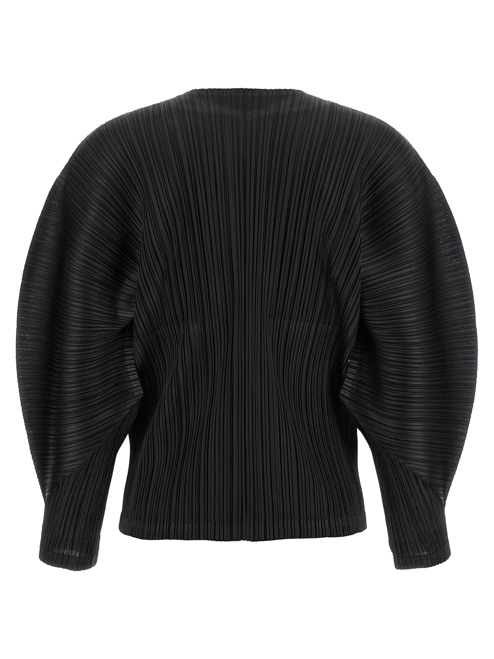 PLEATS PLEASE ISSEY MIYAKE Black Polyester Full-Length Jacket